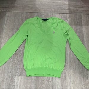 Ralph Lauren Women's Lime V-Neck Sweater - size small
